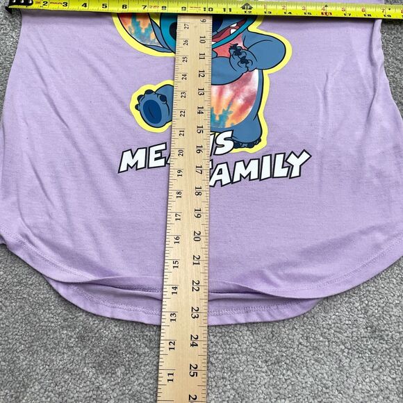 Disney Stitch Ohana Means Family Graphic T-Shirt Juniors Large Purple Casual Tee - Picture 11 of 13